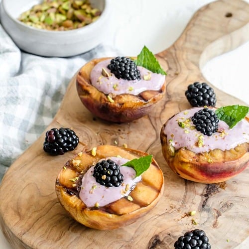 Broiled Peaches with Blackberry Sauce Recipe 