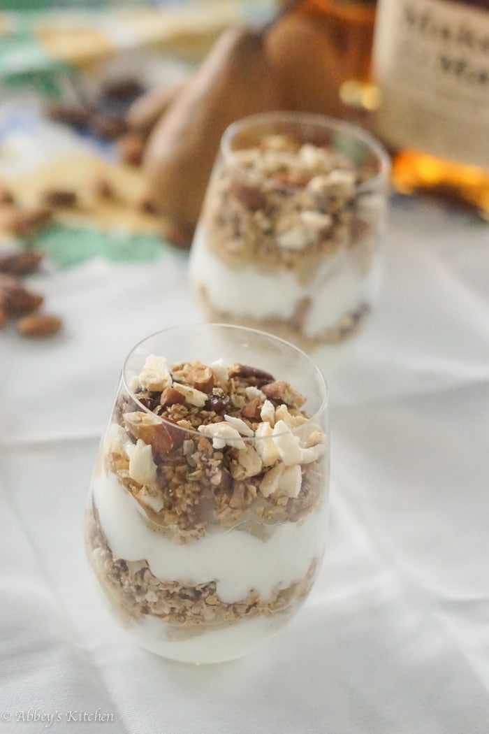 Maple Bourbon Gluten Free Granola & Poached Pear Parfait