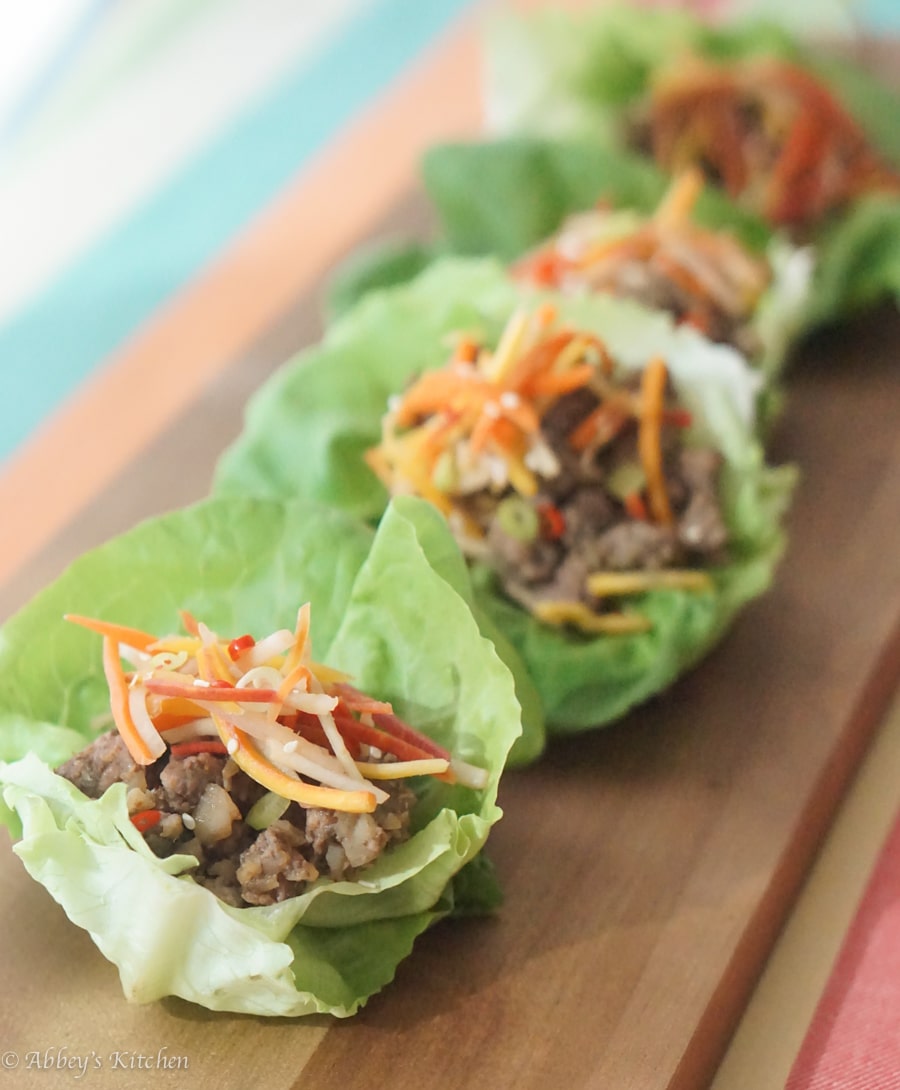 Gluten Free Pork Lettuce Wraps With Healthy Quick Pickle